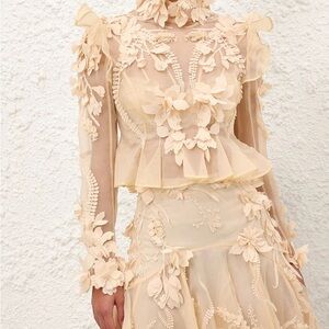 Zimmerman Runway Collection Hypnotic Appliqué Blouse + skirt + bra 0 size